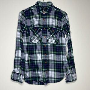 J. Cree Flannel Green and Blue Button Down.  Size 00